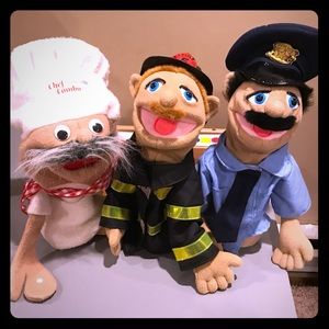Firefighter, Policeman, and Chef Combo Puppets